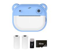 Hanzete - Fotocamera per bambini, 1080p, stampa termica con schermo IPS da 6,1 cm, messa a fuoco automatica, con scheda di memoria da 32 G + lettore di schede, 2 rotoli di carta stampata, per
