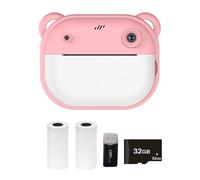 Hanzete - Fotocamera per bambini, 1080p, stampa termica con schermo IPS da 6,1 cm, messa a fuoco automatica, con scheda di memoria da 32 G + lettore di schede, 2 rotoli di carta stampata, per