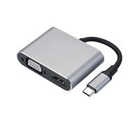 Hanzete, Hub 4 in 1, adattatore da tipo C a VGA HD, convertitore multiporta USB di tipo C, splitter con uscita HD 4K USB 3.0, porta di ricarica PD, compatibile con MacBook Pro 2020 Chromebook Surface