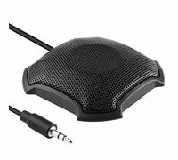 Hanzete - Microfono da conferenza da scrivania a condensatore omnidirezionale a 360°, 3,5 mm, Plug & Play, compatibile con Windows Mac, per PC, laptop, videoconferenze, chat, videogiochi, lezioni