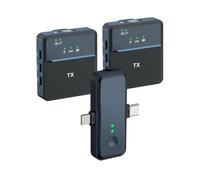 Hanzete - Microfono lavalier wireless 2,4 G, doppio microfono, chip integrato per riduzione del rumore, plug and play, microfono professionale con clip per registrazione video, telefoni, computer,