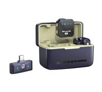 Hanzete - Microfono wireless One-Trigger-Two da 2,4 G, con clip per fotocamera, portata di trasmissione 50 m, cancellazione del rumore, batteria integrata con custodia di ricarica, ricambio per