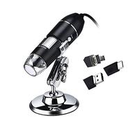 Hanzete - Microscopio digitale 3 in 1, USB e micro USB e tipo C, ingrandimento 1600x, fotocamera con 8 LED con supporto, compatibile con Android, Windows/XP, Win 7, 8, 10, Vista, Linux, Mac,