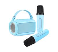Hanzete Mini macchina per karaoke con 2 microfoni wireless Altoparlante BT portatile ricaricabile 5 W LED colorato illuminazione cambia microfono portatile altoparlante per karaoke ragazze ragazzi