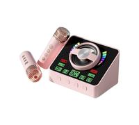 Hanzete - Mini macchina per karaoke con microfono e altoparlante, set per karaoke con 2 microfoni RGB effetti di luce RGB, microfono palmare per compleanni, feste in casa, all'aperto, leggero,
