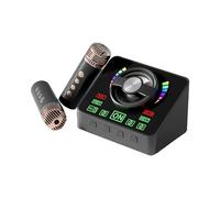 Hanzete - Mini macchina per karaoke con microfono e altoparlante, set per karaoke con 2 microfoni RGB effetti di luce RGB, microfono palmare per compleanni, feste in casa, all'aperto, leggero,