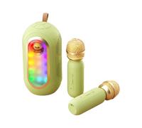 Hanzete - Mini macchina per karaoke, set con microfono e altoparlanti wireless, con 2 microfoni ricaricabili, luci LED colorate, microfono portatile, altoparlante per karaoke, per ragazze e ragazzi,