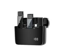 Hanzete - Mini microfono lavalier wireless, 2 pezzi, per telefono cellulare, omnidirezionale a 360°, con display e riduzione del rumore, compatibile con smartphone Android di tipo C, tablet per