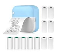 Hanzete - Mini stampante termica multifunzione portatile, per realizzare adesivi istantanei, stampa senza inchiostro, supporto connessione BT per smartphone, con 6 rotoli di carta da 57 mm + 5 rotoli
