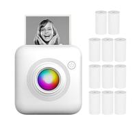 Hanzete - Mini stampante termica portatile da 58 mm, con connessione BT wireless, per etichette fotografiche, fai da te, elenchi di appunti, appunti, diari, ricevute, adesivo istantaneo, con 11 rotoli
