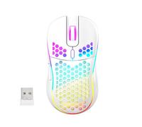 Hanzete Mouse da gioco wireless da 2,4 GHz con luce colorata ricaricabile con pulsanti 6D, sensore ottico ad alta precisione per computer portatile