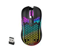 Hanzete Mouse da gioco wireless da 2,4 GHz con luce colorata ricaricabile con pulsanti 6D, sensore ottico ad alta precisione per computer portatile