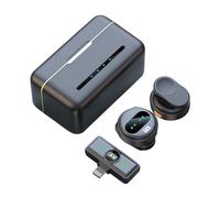 Hanzete One-Trigger-Two - Microfono wireless da 2,4 G, con clip per smartphone, portata di trasmissione 50 m, cancellazione del rumore, batteria integrata con custodia di ricarica, ricambio per