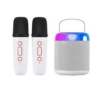 Hanzete Set microfono portatile e cassa sonora, mini altoparlante BT per karaoke, con 2 microfoni, altoparlante wireless per casa e esterni, ricaricabile, con microfono portatile e altoparlante BT5.3