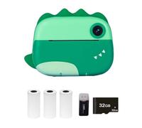 Hanzete - Stampante termica istantanea per bambini, schermo da 2,4 pollici, supporto per doppia fotocamera, timer, registrazione video 1080p, stampa termica senza inchiostro, con 3 rotoli di carta