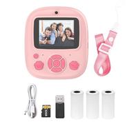 Hanzete - Stampante termica istantanea per bambini, schermo da 2,4 pollici, supporto per fotocamera digitale, timer, registrazione video 1080p/720p, stampa termica senza inchiostro, con 3 rotoli di
