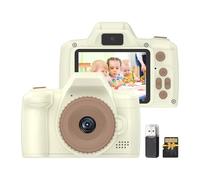 Hanzete - Videocamera digitale per bambini, 1080p, doppia lente, schermo IPS da 2,4 pollici, per giocare e ascoltare musica, batteria integrata con laccetto da collo, lettore di schede TF da 32 GB,