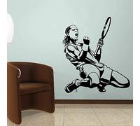 HANZHAO Adesivo murale Artistico Adesivo murale Giocatore di Tennis Adesivo murale Sportivo Nadal Tennis Silhouette Art Design Vinile Fan Poster Boy Teen Room Decoration 64X57CM