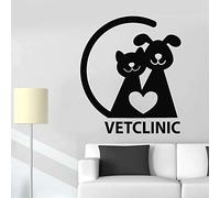 HANZHAO Adesivo murale Clinica veterinaria targhetta Logo Animale Gatto Cane Pet Negozio di Animali Amore Decorazione d'interni Porta e Finestra Decalcomania in Vinile Adesivo da pare
