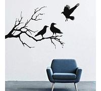 HANZHAO Arti Marziali Arti Marziali Spirito Wall Sticker Adesivi Carta da Parati Decalcomania da Muro Decorazione Vinile Ramo Ramo Corvo Decorazione cameretta per Bambini Adesivi mura 68X42CM