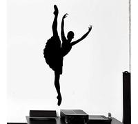HANZHAO Ballerina Silhouette Decalcomania da Muro Ginnastica Danza Danza Studio Ragazza Camera da Letto Decorazione Interna Adesivo da Parete in Vinile Adesivo murale per Camera dei b
