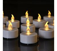 HANZIM Candele a LED 50pcs Lumini da Tè Tealight Elettrica Luce Calda Senza Fiamme con Batterie Adatte per Decorazione di Casa, Compleanno, Matrimonio, Natale, Halloween ecc
