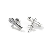 Hao Wu Xuan 1 paio Hip Hop 5A + CZ Pietra Pavimentato Bling Ice Out Chiave per la Vita Ankh Croce Orecchini per Uomo Donna Unisex Rapper Gioielli