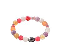 Hao Wu Xuan 1 Pezzo di Estate Perla d'Acqua Dolce Pietra Naturale Fatto a Mano Perline Rosa sfaccettatura Braccialetto, Abbigliamento Quotidiano da Donna, Regalo di Compleanno per Le Vacanze