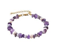 Hao Wu Xuan 1 Pezzo di Primavera ed Estate Semplice Perla d'Acqua Dolce Naturale Ametista pietrisco Pietra accatastamento Braccialetto, Abbigliamento Quotidiano da Donna