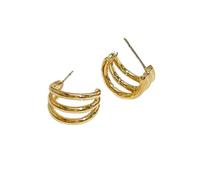 Hao Wu Xuan 13mm * 11mm Colore Oro 3 Fila Cerchio Cerchio Orecchini a Forma di C Orecchini Triplo Aperto Cerchi Minimalista Gioielli semplici