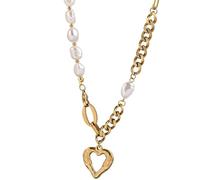 Hao Wu Xuan 316L in Acciaio Inox Amore Cuore Cuciture Barocco Perla Catena di Lusso Elegante Donna clavicola Catena