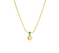 Hao Wu Xuan 316L in Acciaio Inox Cuore Amore Ciondolo Collana per Le Donne Ragazza di Lusso Verde Cristallo Girocollo Catena Impermeabile Gioielli