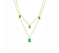 Hao Wu Xuan 316L Quadrato in Acciaio Inox Verde Cristallo Zircone Pendente Collana per Le Donne 2in1 Clavicola Catene Choker Gioielli Regalo
