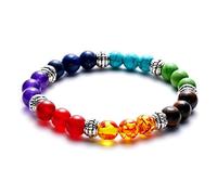 Hao Wu Xuan 7 Chakra Bracciale in Pietra Naturale Cristallo Viola Occhi di Tigre Perline di Pietra Bracciale Yoga Meditazione Guarigione Ansia Gioielli Regalo
