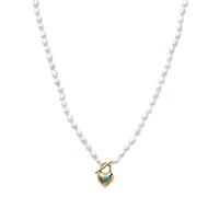 Hao Wu Xuan A Forma di Cuore Smeraldo Turchese OT Fibbia Ciondolo Collana di Perle Dolce Luce di Lusso Lucido Luce Lusso clavicola Catena Gioielli