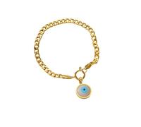 Hao Wu Xuan Amuleto Evil Blue Eye Charm Bracciale Bracciale a Catena in Acciaio Inox Donne Uomini Gioielli di Preghiera