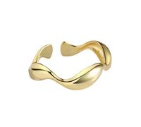 Hao Wu Xuan Anelli Fatti a Mano creativi di Colore Argento per Le Donne Anello Liscio a Onda Irregolare Anelli Aperti Regolabili minimalisti Gioielli di Fidanzamento