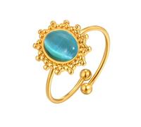 Hao Wu Xuan Anello di Pietra della Natura di guarigione Ovale Impermeabile per Le Donne, Gioielli dell'anello del Dito Regolabile Aperto dell'Acciaio Inossidabile