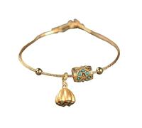 Hao Wu Xuan Antico Artigianato in Oro intarsiato Loto Turchese con Bracciale Regolabile Temperamento retrò Palazzo antiche Signore Gioielli