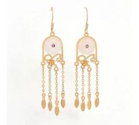 Hao Wu Xuan Antico mestiere d'oro intarsiato Naturale Un Orecchini Foglia Nappa di Giada per Le Donne Fashion Court Style Eardrops Gioielli da Sposa