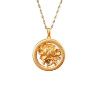 Hao Wu Xuan Antico mestiere d'oro intarsiato ricchi Fiori Naturali Hetian Giada peonia Collana Ciondolo Stile Cinese Gioielli Classici da Donna