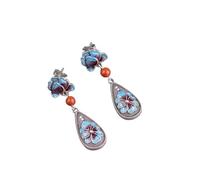 Hao Wu Xuan Argento intarsiato Sud Red Jade peonia Cloisonne Smalto Orecchini Stile Cinese retrò minoranza Design Elegante Gioielli da Donna