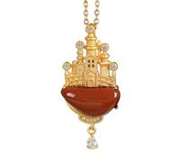 Hao Wu Xuan Argento Naturale Sud Rosso Diaspro Castello Ciondolo Collana con Unico Antico mestiere d'oro Luce Lusso Gioielli da Donna Nobile