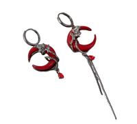 Hao Wu Xuan Asimmetria Red Moon Rose Orecchini per Le Donne Stile Europeo Americano personalità Crystal Drop Pendant Orecchini Gioielli