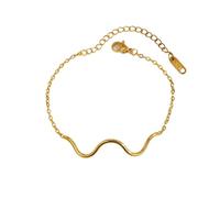 Hao Wu Xuan Bracciale Impermeabile dell'onda per Le Donne, Catena Regolabile dell'Acciaio Inossidabile, Spiaggia Oceano ipoallergenico Gioielli Regalo
