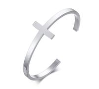 Hao Wu Xuan Bracciale in Acciaio Inox a Croce Vintage per Uomo Semplice Punk Fashion Bracciale di Apertura Regolabile Bracciale Maschile Gioielli gotici