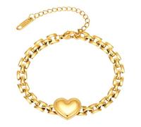 Hao Wu Xuan Bracciali a Catena a Cuore Impermeabile per Le Donne, Gioielli a Maglie Regolabili in Acciaio Inossidabile Placcato Oro