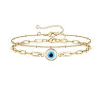 Hao Wu Xuan Bracciali Lucky Blue Evil Eye per Le Donne Uomini Occhi turchi Bracciale a Catena Regolabile in Acciaio Inossidabile Gioielli amuleto di buona Fortuna