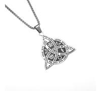 Hao Wu Xuan Classico Odin Trinità Nordic Rune Alfabeto in Acciaio Inox Pendente Collana per Uomo Amuleto Strega Nodo Celtico Gioielli