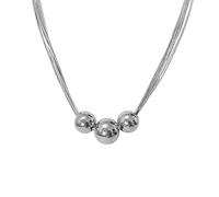 Hao Wu Xuan Collana a Catena Serpente in Acciaio per Le Donne Tre Palle ciondoli Perline Lisce Moda Stile Punk Gioielli per Feste Regali 028